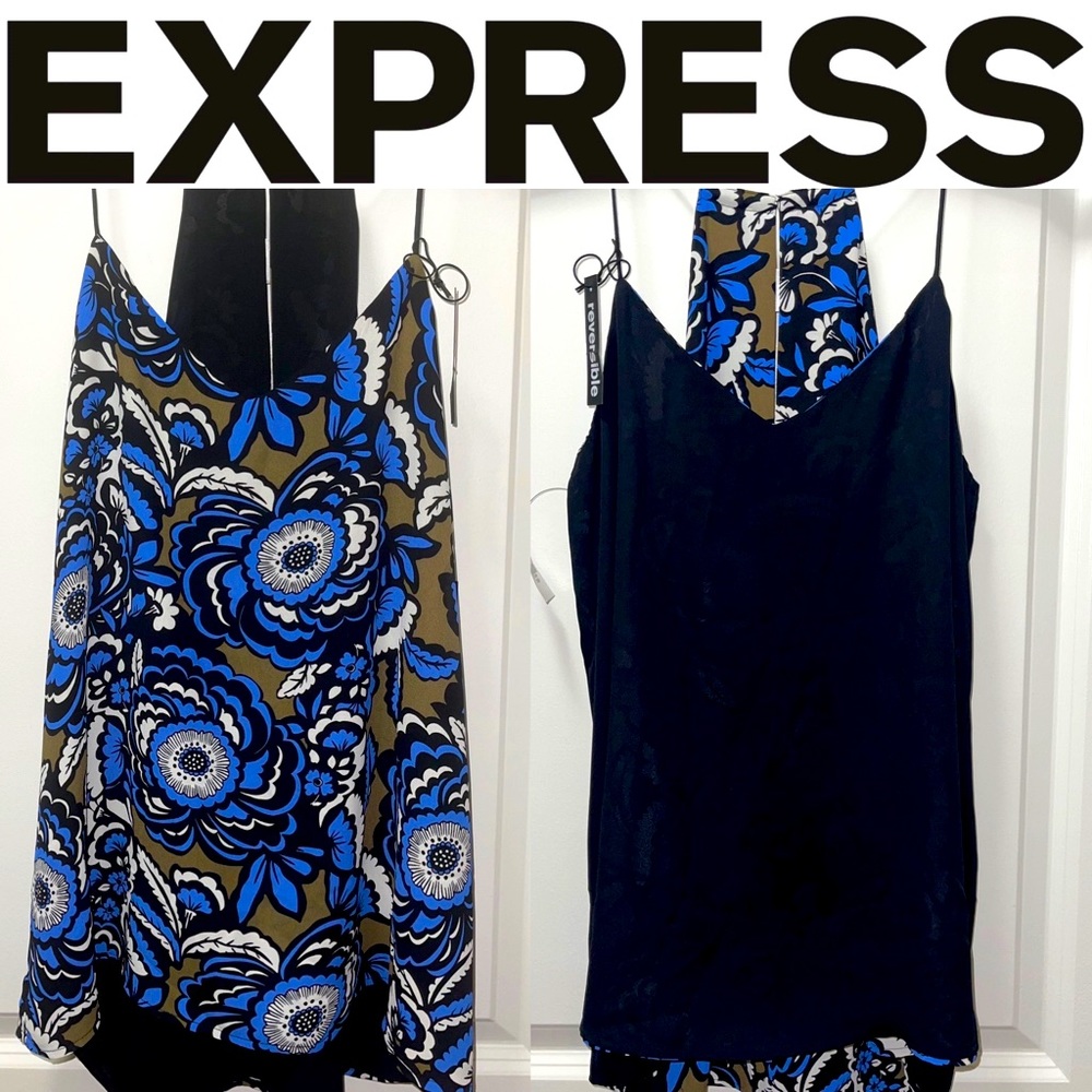 Express Vibrant Floral Camisole in Blue and Black